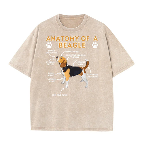 Anatomy Of A Beagle Funny Beagle Dog Lover Pet Owner Pure Cotton T-shirt For Man Oversized Art Graphic Clothing Printed