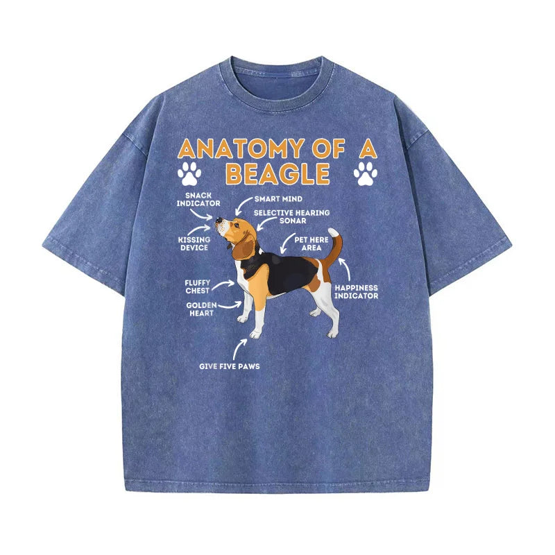 Anatomy Of A Beagle Funny Beagle Dog Lover Pet Owner Pure Cotton T-shirt For Man Oversized Art Graphic Clothing Printed