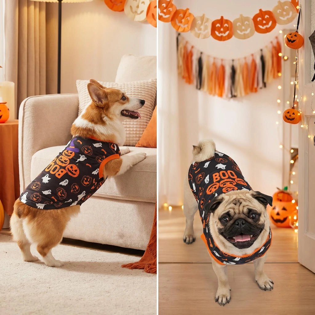 Halloween Dog Clothes for Small Dogs, Soft and Breathable Puppy Kitten Dog Shirts for Pet Cats, Dogs' T-Shirts Apparel Sleeveles