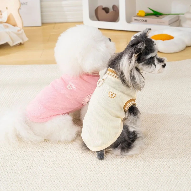 Cute Bear Dog Clothes for Small Dogs Summer Puppy T Shirt Pet Dog Vest Chihuahua Bichon Thin Hoodies with D-Ring Dog Apparels
