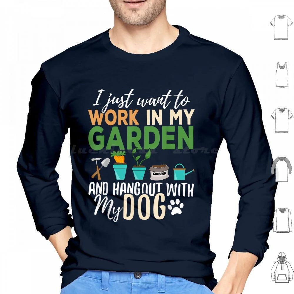 Gardening Dog Lover Gardener Garden Pet Gift Plants Hoodie Cotton Long Sleeve Ice Hockey Hockey Penalty Box Funny Humor