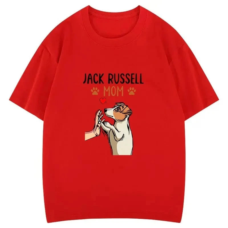 Jack Russell Terrier Mom Cute Dog Mama T-Shirt Funny Printed Blouse Women Clothing Creative Popular Aesthetics Tops Personality