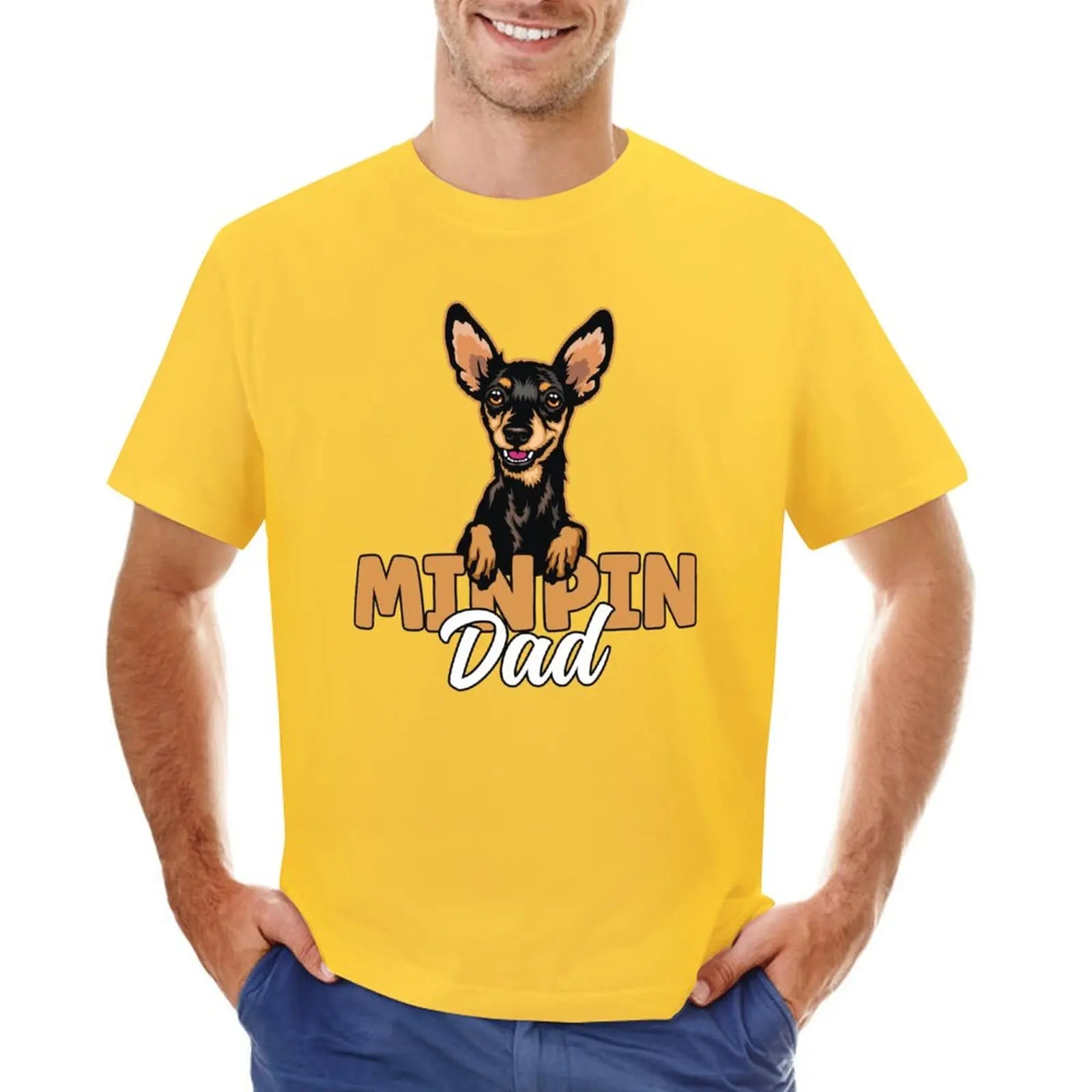 Min Pin Dad Miniature Pinscher Dog Dad Min Pin Father T-Shirt boys animal print shirt tops mens funny t shirts