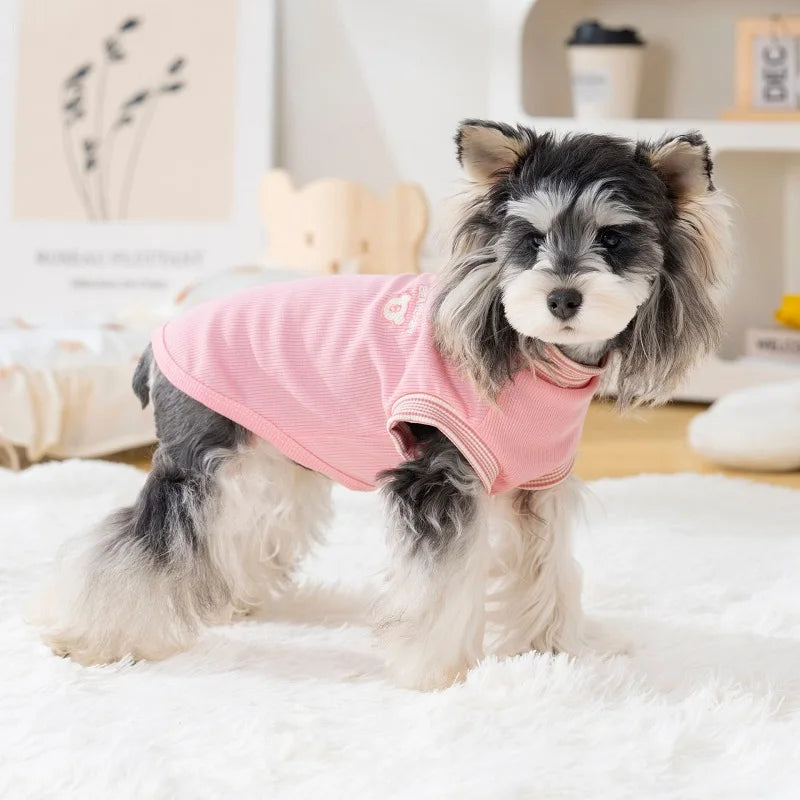 Cute Bear Dog Clothes for Small Dogs Summer Puppy T Shirt Pet Dog Vest Chihuahua Bichon Thin Hoodies with D-Ring Dog Apparels